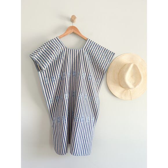 Tuckernuck | Blue Stripe Mini Sullivan Embroidered Canvas Caftan | Sz XS - Picture 10 of 10